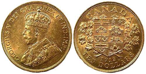 canada 1912 5 dollar gold