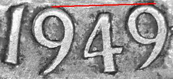 Canada half dollar 1949 low 4 wide date
