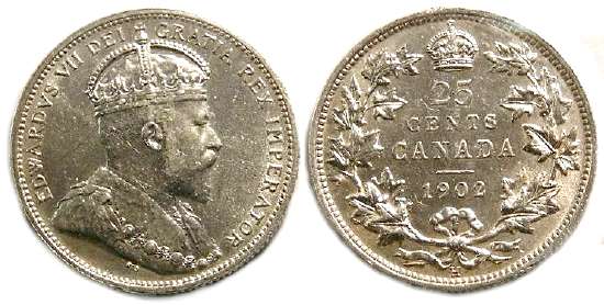 1902 H canada 25 cent