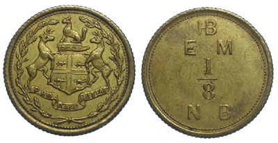 HBC 1/8 mb token ca. 1854