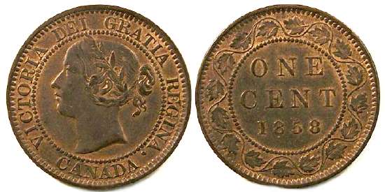 1958 CANADA 1 Cent Uncirculated Copper Penny UNC 