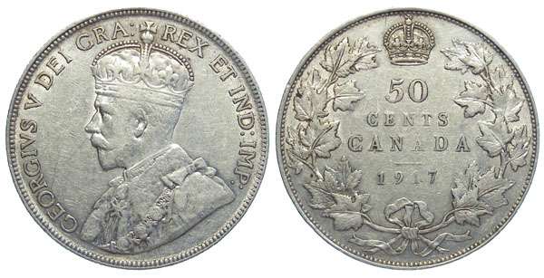 canada 1917 half dollar VF-20