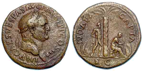 vespasian sestertius tiber patina